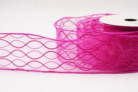 Roze glitterlint met ogee-raster en ijzerdraad_KW0472GC-40-40